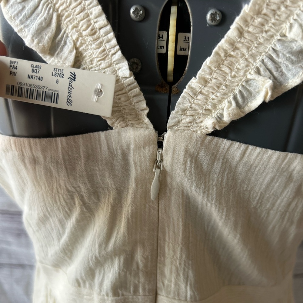NWT Madewell Ruffle-Strap Empire Dress in Pearl Ivory size 6 - Picture 14 of 15